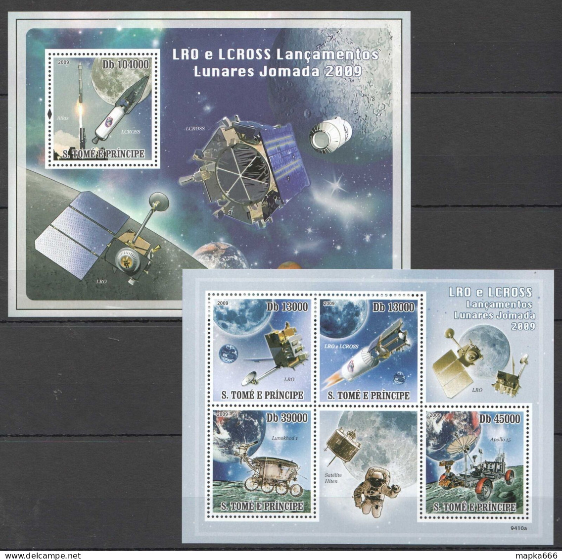 O0217 2009 S. Tome & Principe Space Lro E Lcross 1Bl+1Kb Mnh - Other & Unclassified