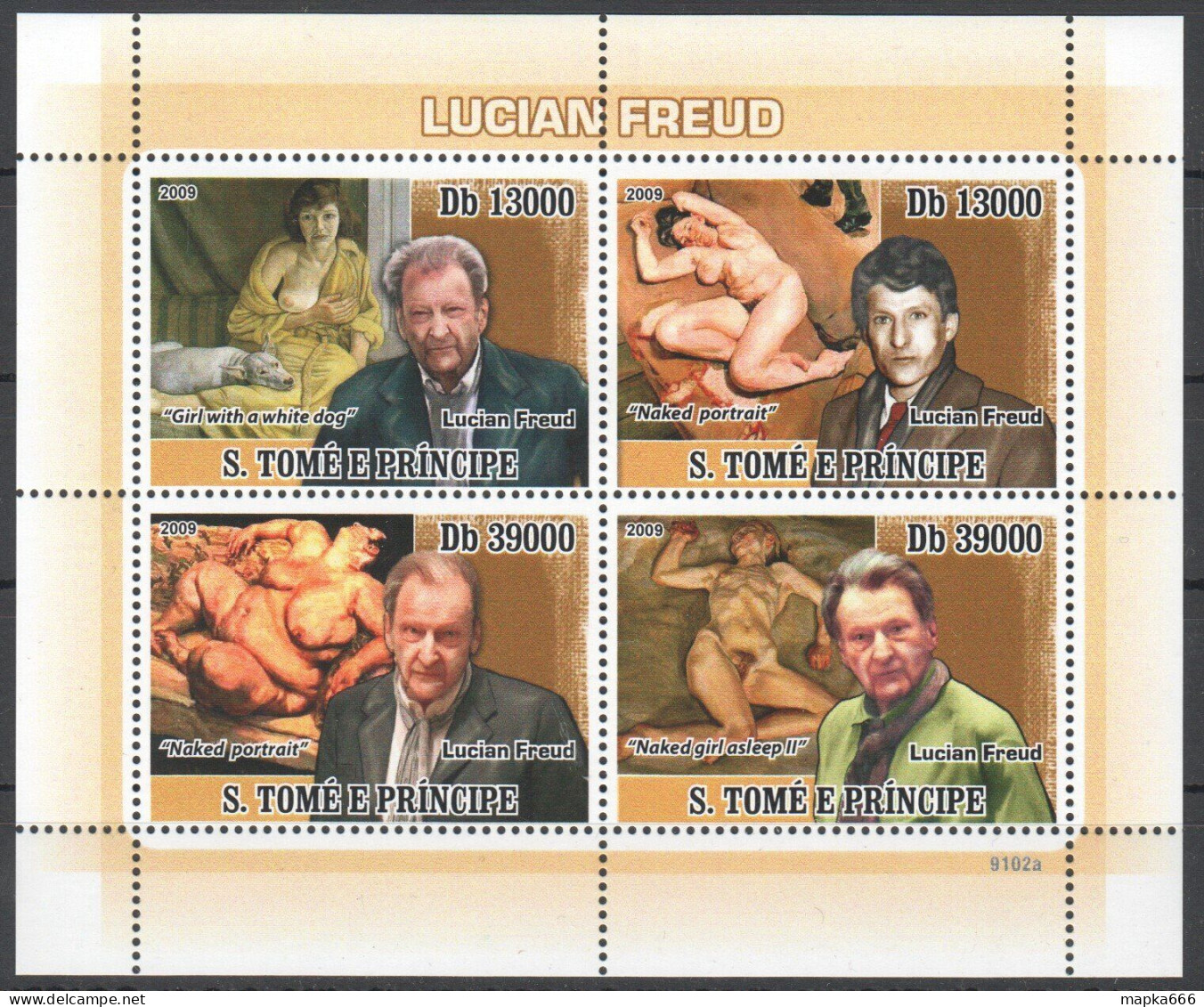 O0211 2009 Sao Tome & Principe Erotic Art Nude Paintings Lucian Freud 1Kb Mnh - Other & Unclassified