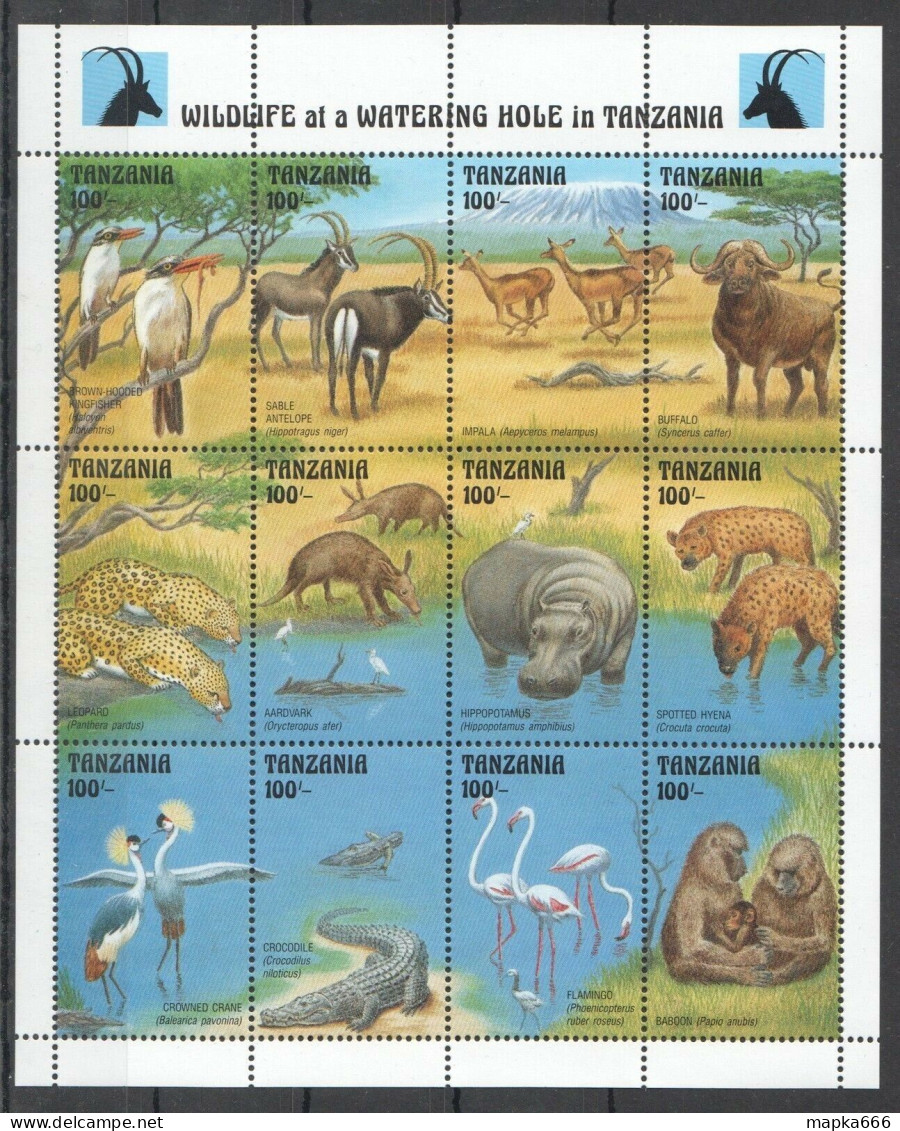 O0182 Tanzania Fauna Wildlife At A Watering Hole Animals 1Sh Mnh Stamps - Altri & Non Classificati