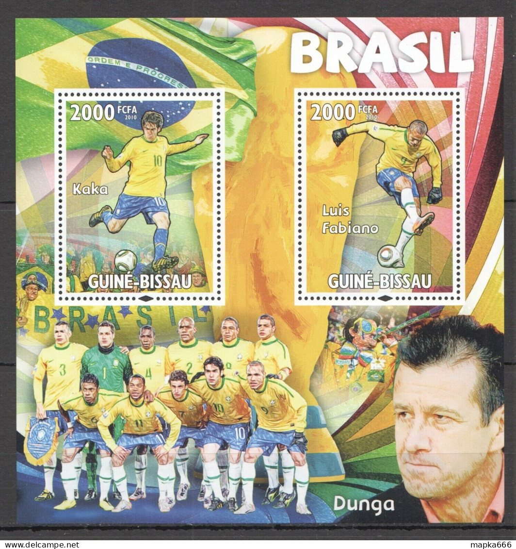 O0177 2010 Guinea-Bissau Football Brazil World Cup Kaka Robinho Dunga Bl Mnh - Andere & Zonder Classificatie