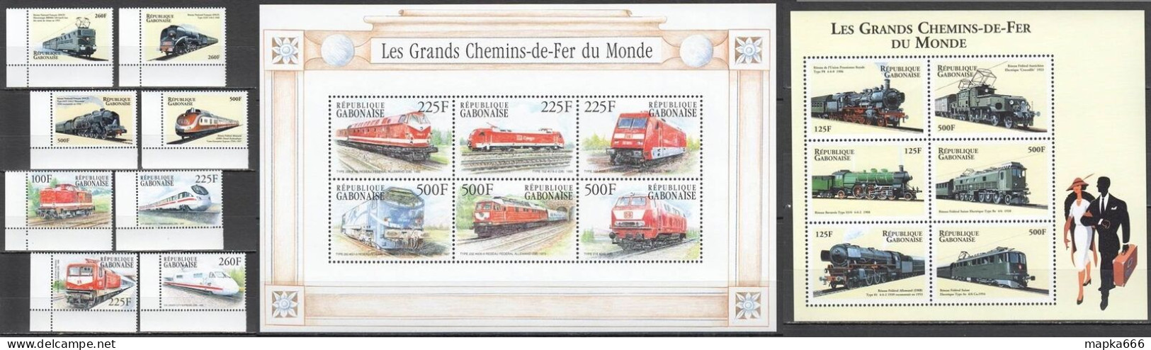 O0154 Gabonaise Gabon Transport Great Railways Of The World Trains 2Kb+2Set Mnh - Trains