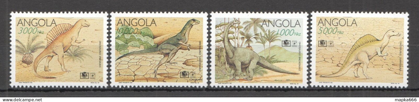 Ft229 1994 Angola The World Of Dinosaurs Prehistoric Fauna #964-967 1Set Mnh - Prehistorics