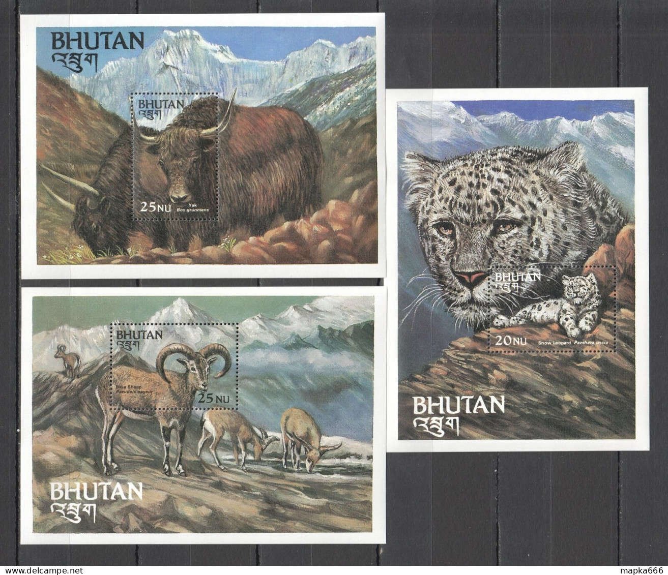 Ft200 1984 Bhutan Animals Endangered Species Fauna Bl102-104 Michel 24 Euro Mnh - Andere & Zonder Classificatie