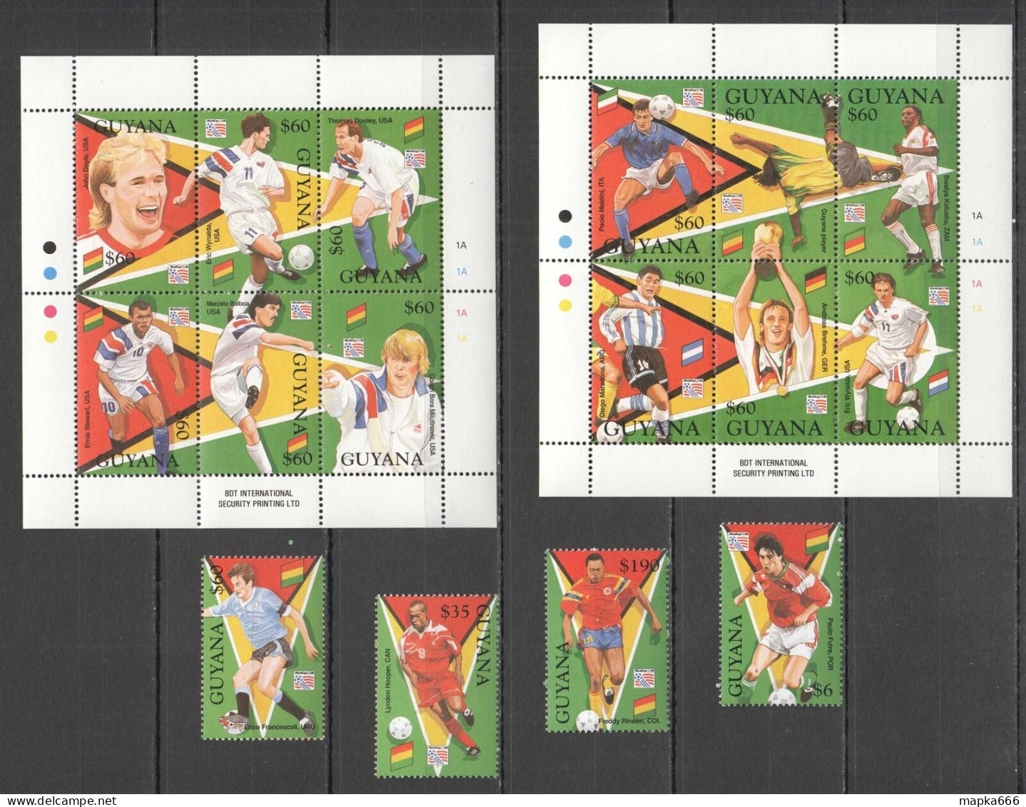 O0152 Guyana Maradona Football World Cup Usa 1994 Stars !!! 2Kb+1Set Mnh - Sonstige & Ohne Zuordnung