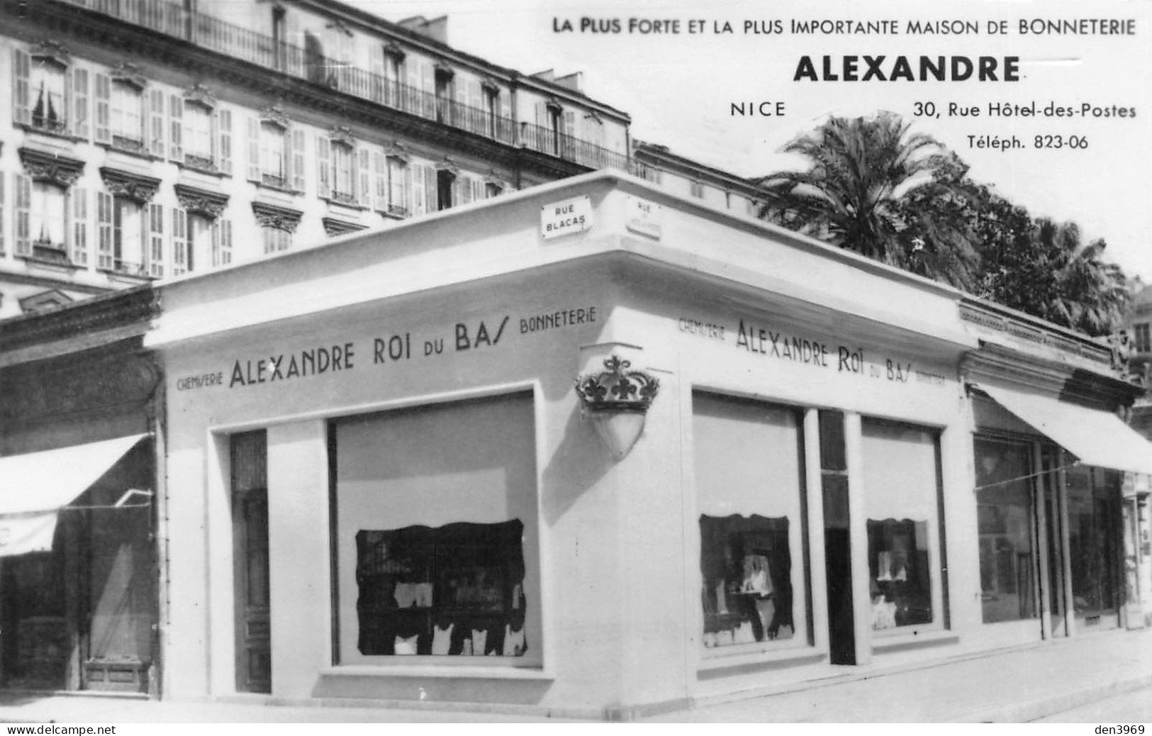 NICE (Alpes-Maritimes) - Bonneterie Alexandre, Roi Du Bas, 30 R Hôtel-des-Postes & Rue Blacas - Carte-Photo, écrit 1947 - Sonstige & Ohne Zuordnung