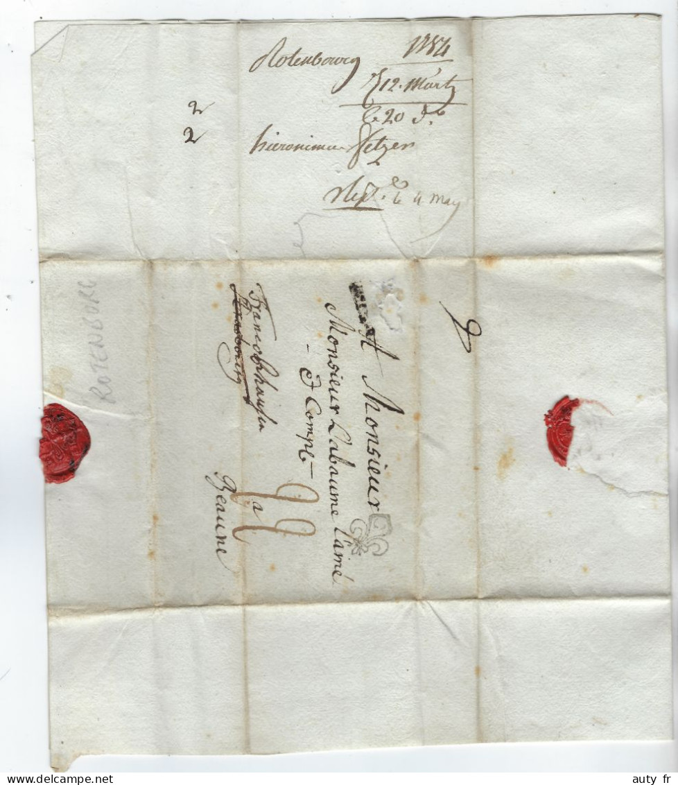 Lettre à La Fleur De Lys 1784 Rotenburg  Pour Beaune - ....-1700: Precursores