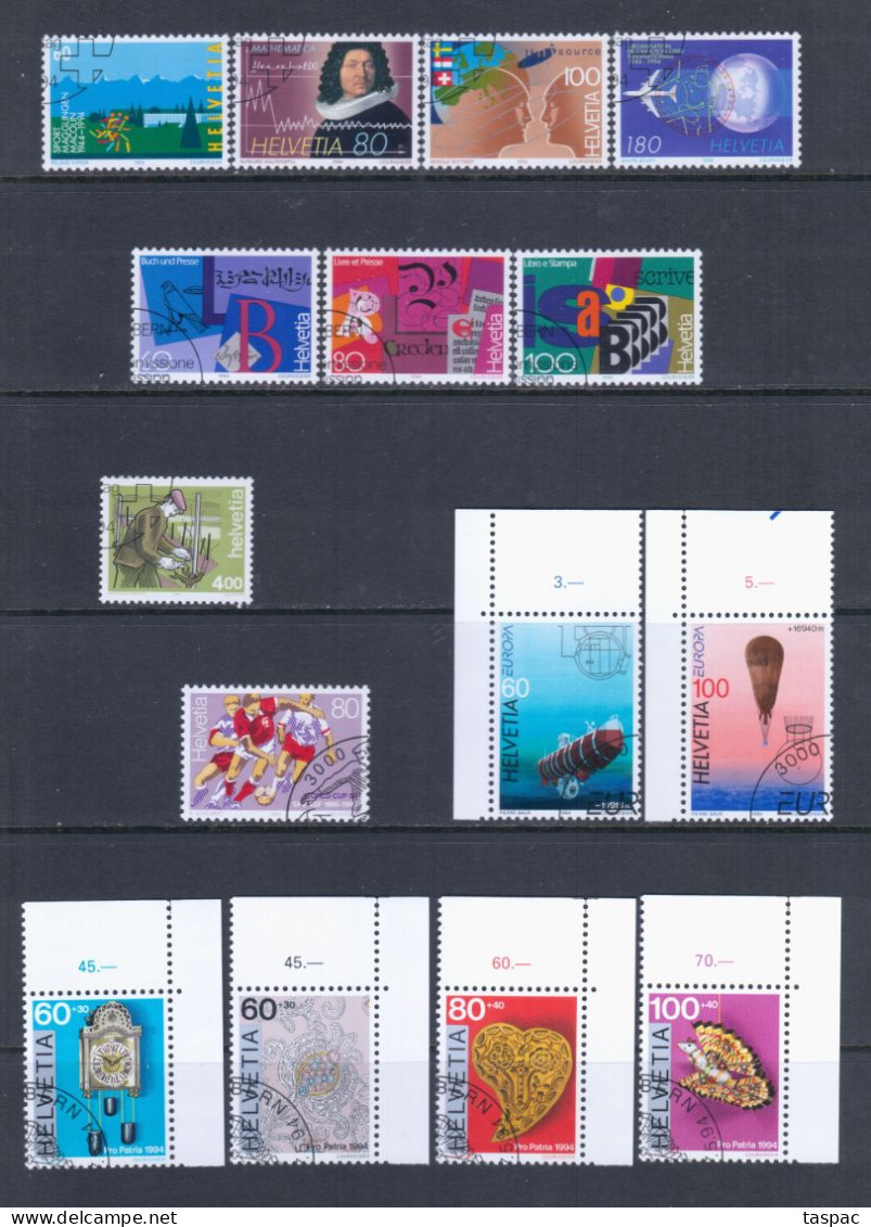 Switzerland 1994 Complete Year Set - Used (CTO) - 26 Stamps (please See Description) - Oblitérés