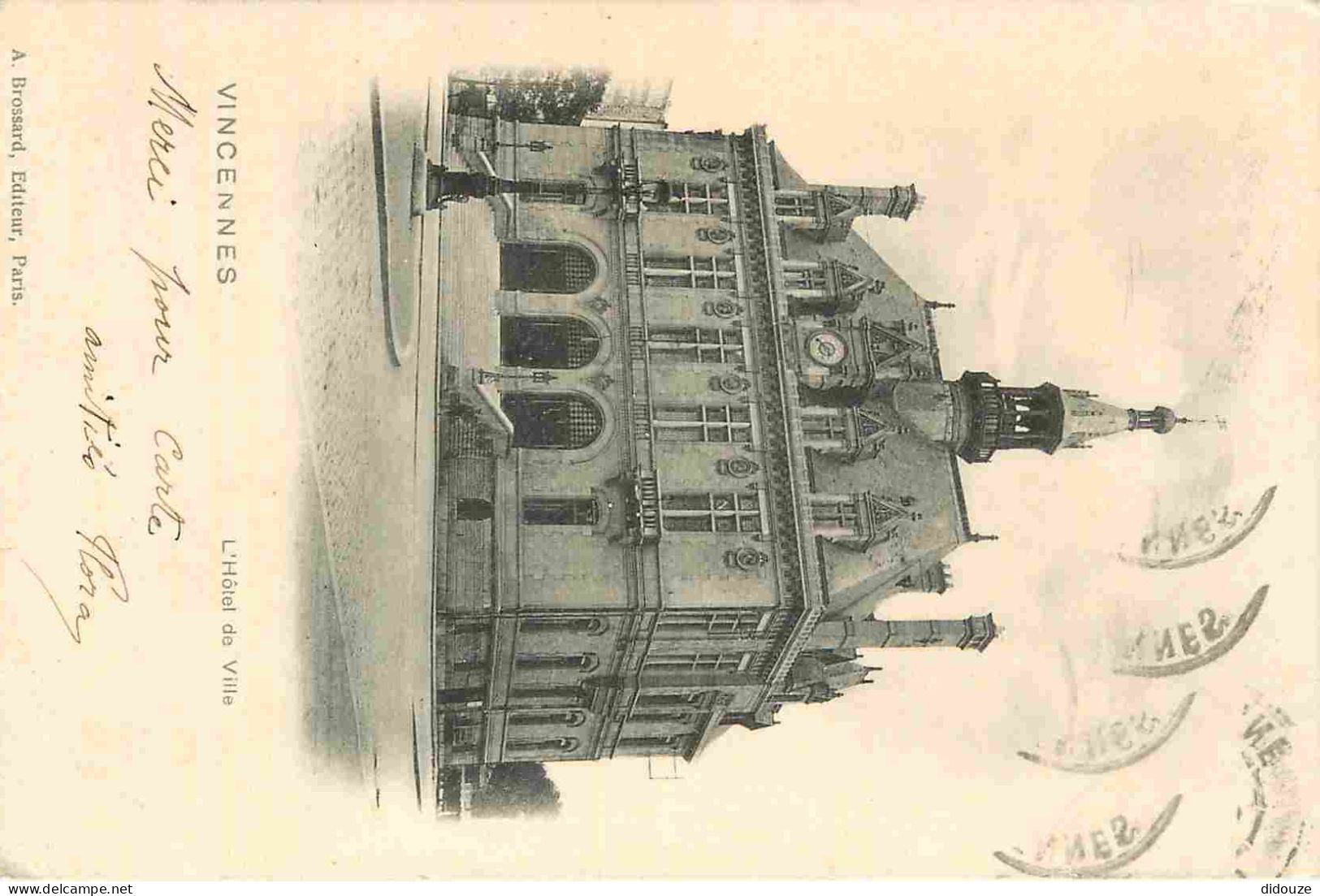 94 - Vincennes - Hotel De Ville - Précurseur - CPA - Oblitération Ronde De 1902 - Voir Scans Recto-Verso - Vincennes