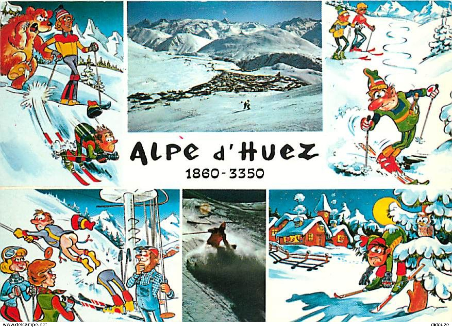 38 - Alpe D'Huez - Multivues - Dessin Humoristique - Hiver - Neige - CPM - Voir Scans Recto-Verso - Autres & Non Classés