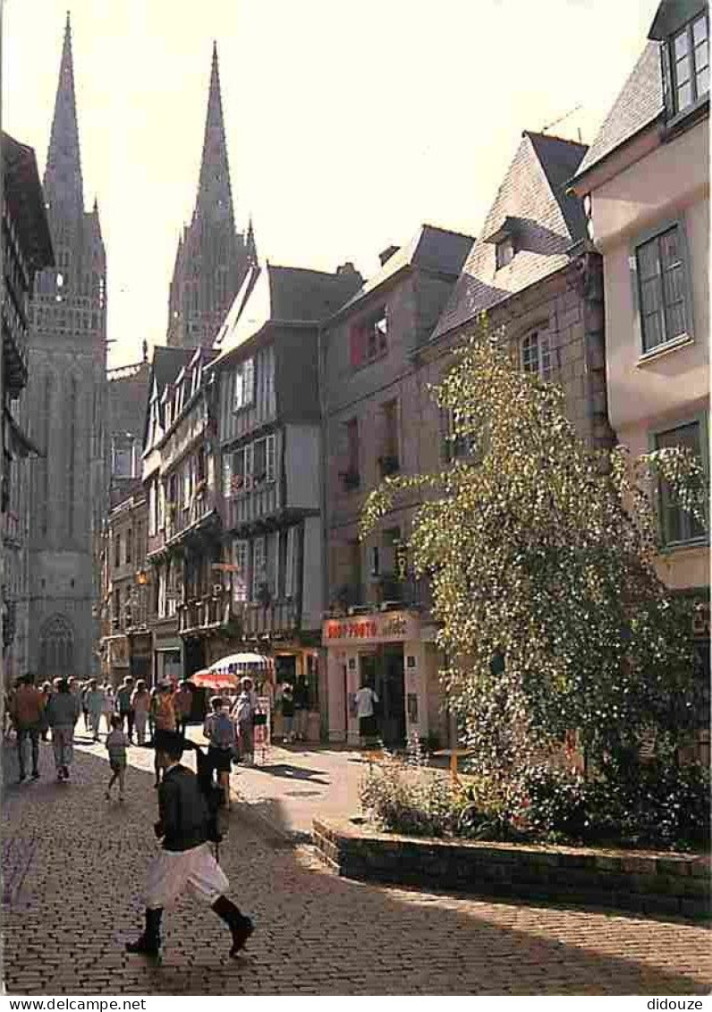 29 - Quimper - La Rue Kéréon - Les Flèches De La Cathédrale Saint Corentin - Flamme Postale - Voir Scans Recto Verso  - Quimper