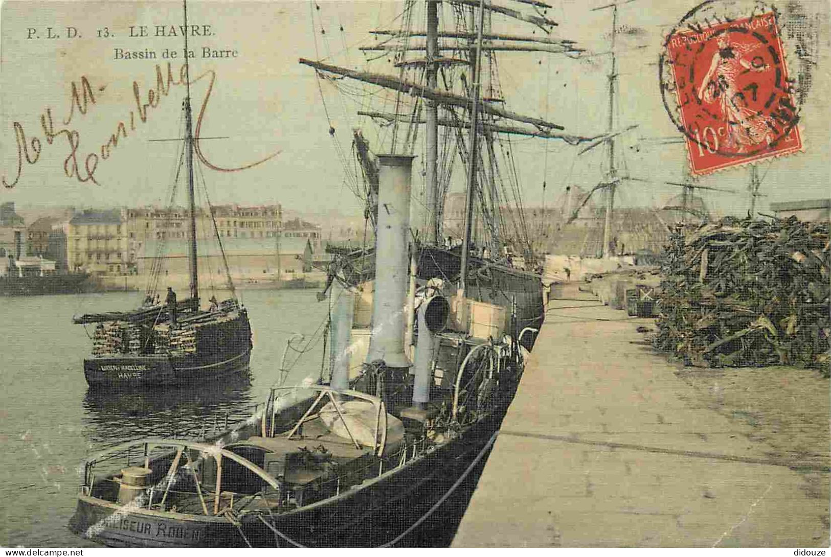 76 - Le Havre - Bassin De La Barre - Animée - Bateaux - Colorisée - Carte Gauffrée - CPA - Oblitération Ronde De 1907 -  - Harbour