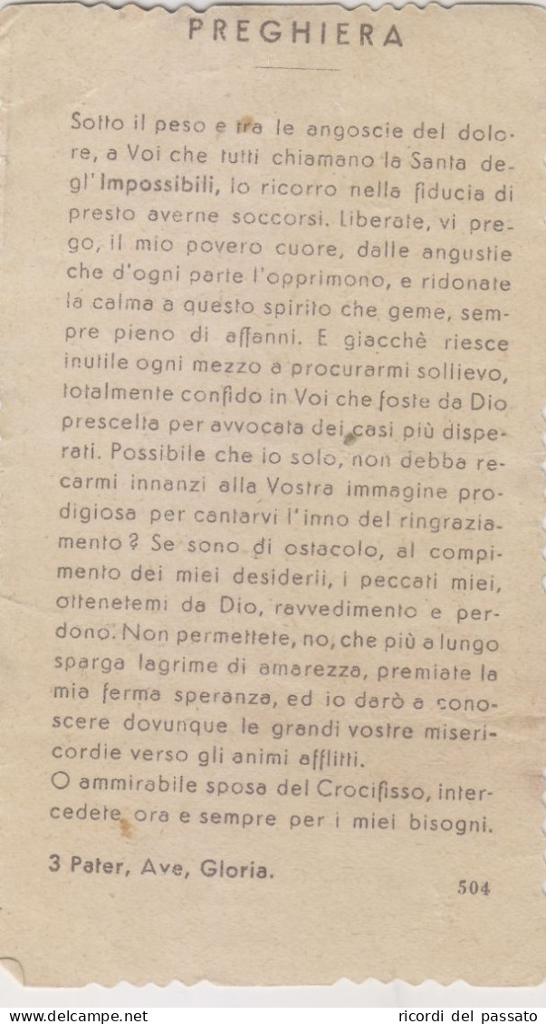 Santino Fustellato S.rita Da Cascia - Andachtsbilder