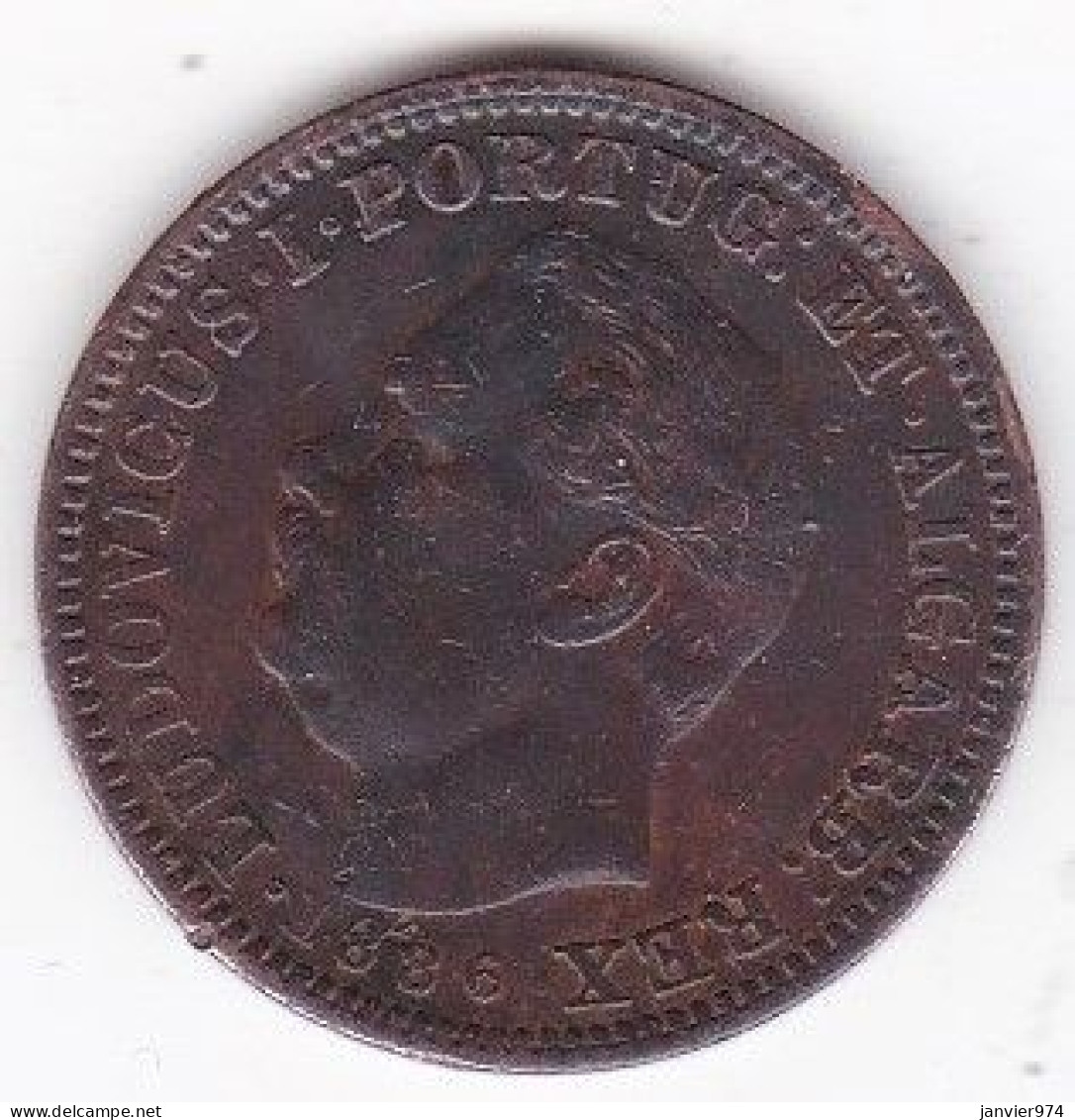 India-Portuguese GOA 1/4 Tanga 1886. Luiz I. En Cuivre.  KM# 308 - Inde
