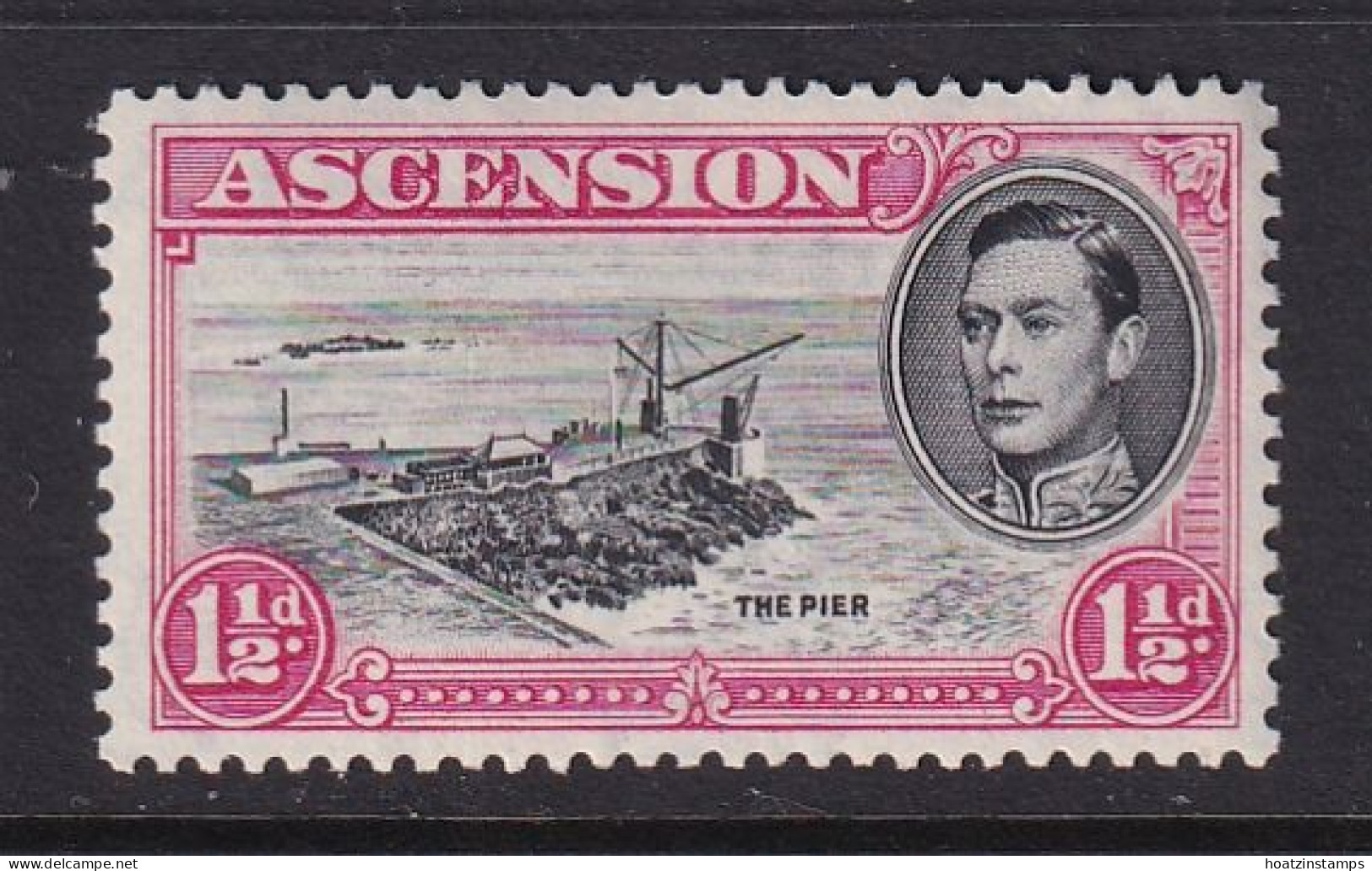 Ascension: 1938/53   KGVI    SG40f    1½d   Black & Rose-carmine  [Perf: 13]  MH - Ascension (Ile De L')