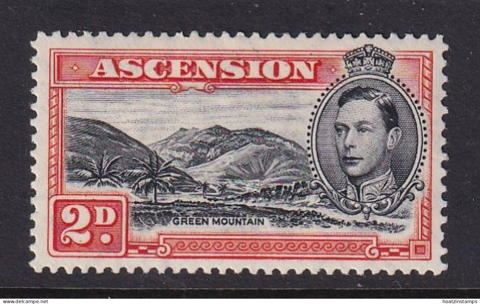 Ascension: 1938/53   KGVI    SG41a    2d  Black & Red-orange  [Perf: 13]   MH - Ascension (Ile De L')