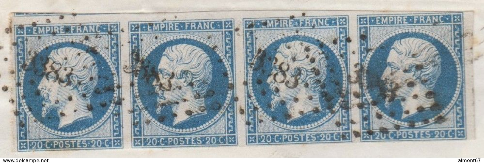 Napoléon - Bande De 4 Du 14A  Sur Enveloppe De Toulouse - Cote : 60 € - 1853-1860 Napoleone III