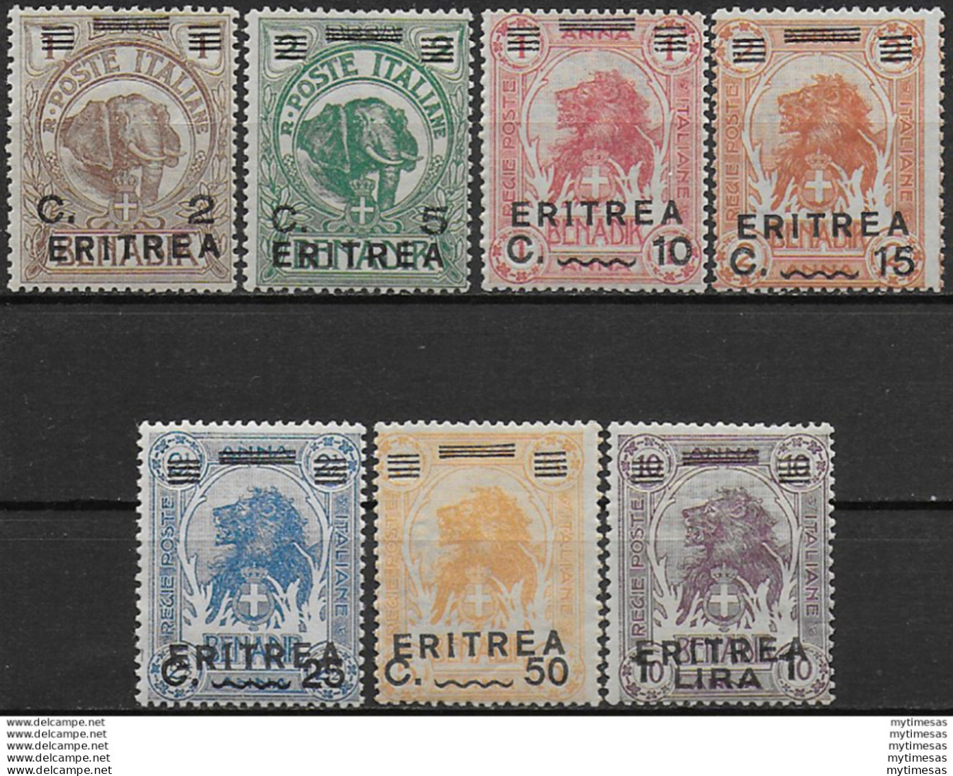1922 Eritrea Elefante E Leone 7v. MNH Sassone N. 54/60 - Autres & Non Classés