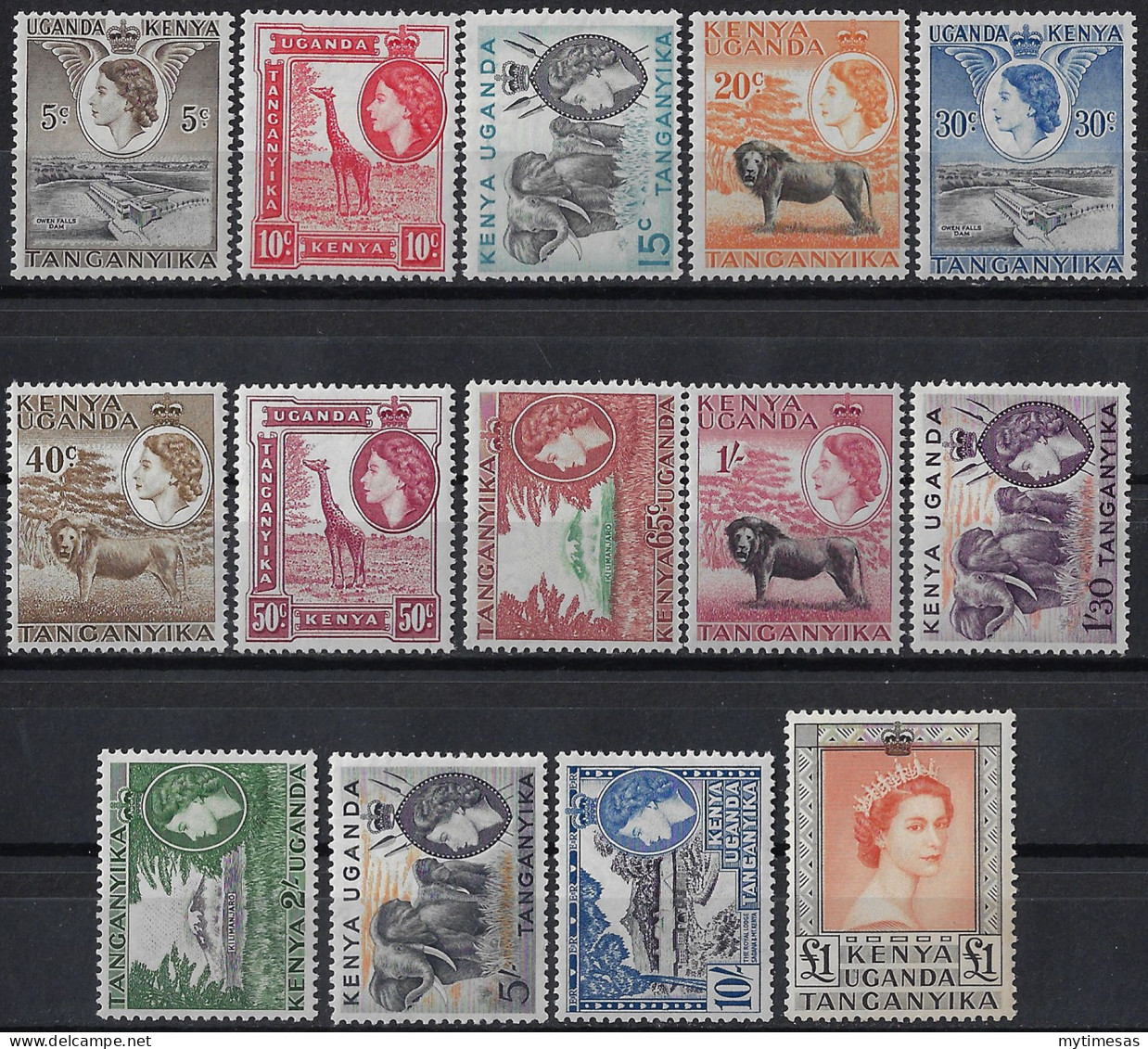 1954-59 Kenya Uganda E Tanganyika 14v. MNH SG N. 167/80 - Sonstige & Ohne Zuordnung