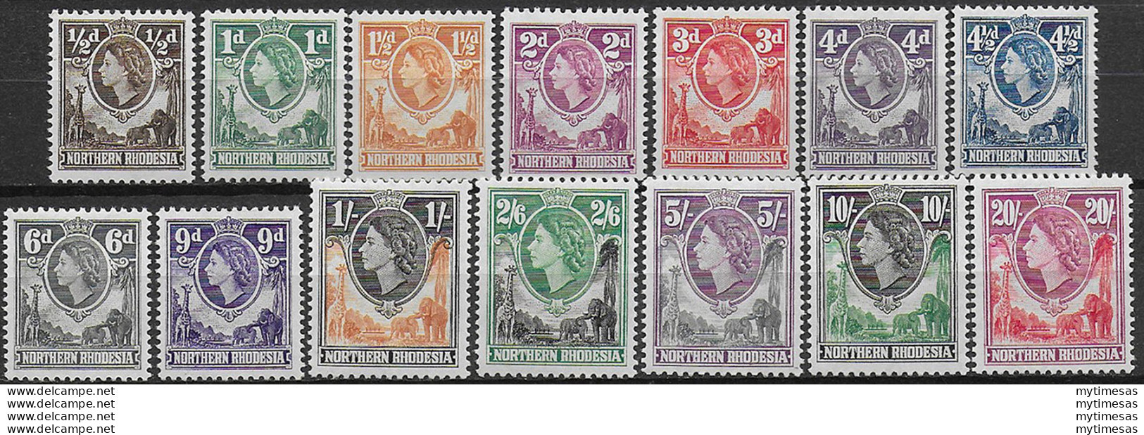 1953 Northern Rhodesia Elizabeth II 14v. MNH SG N. 61/74 - Andere & Zonder Classificatie