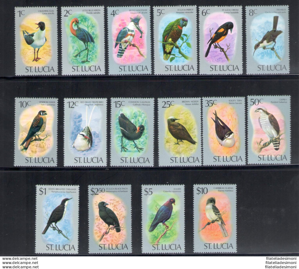 1976 ST. Lucia - Uccelli Diversi - Serie Di 16 Valori - Yvert Tellier N . 386-401 - MNH** - Autres & Non Classés