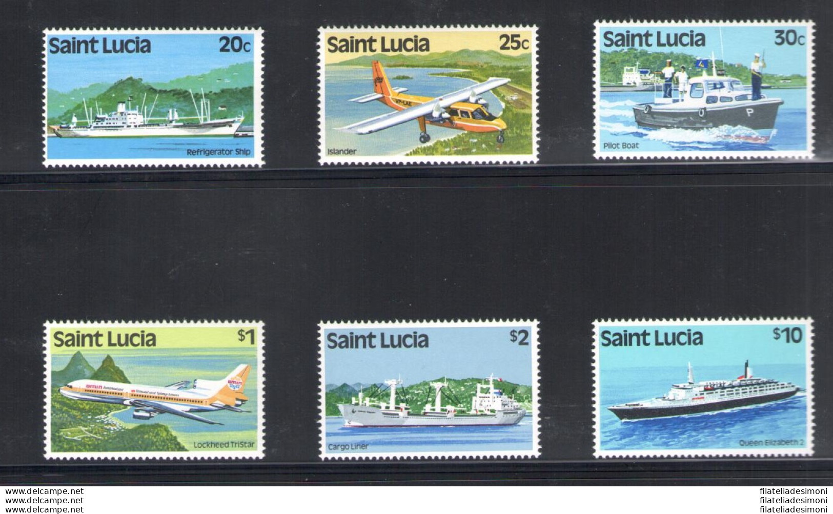 1984 ST. Lucia - Mezzi Di Trasporto - Serie Di 6 Valori - Yvert Tellier N . 634-39 Filigrana A - MNH** - Polareshiffe & Eisbrecher