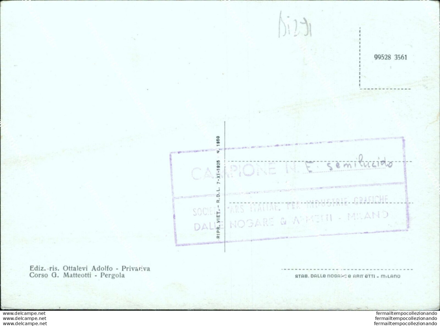 Bi291 Cartolina Bozza Fotografica Pergola Lido Valrea Provincia Di Pesaro - Pesaro