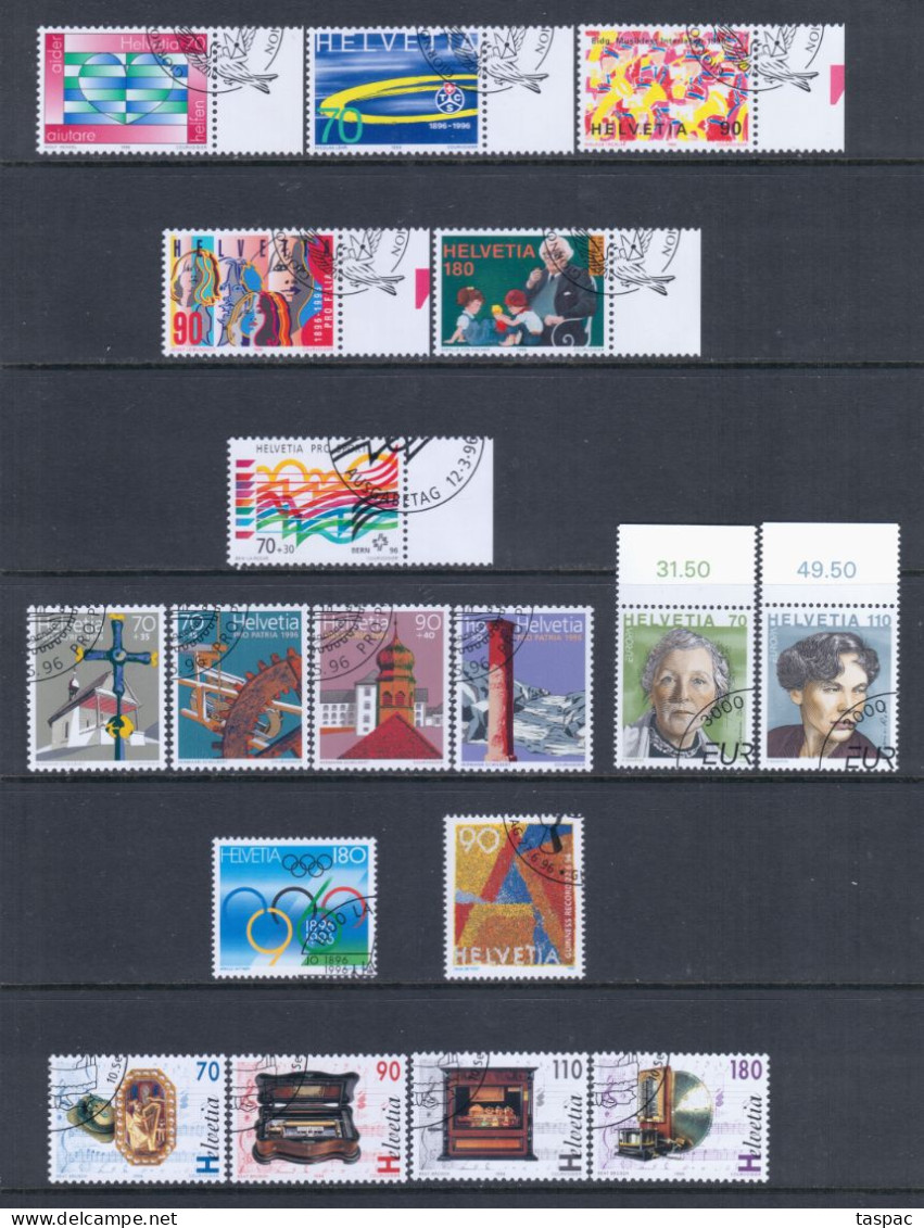 Switzerland 1996 Complete Year Set - Used (CTO) - 34 Stamps (please See Description) - Oblitérés