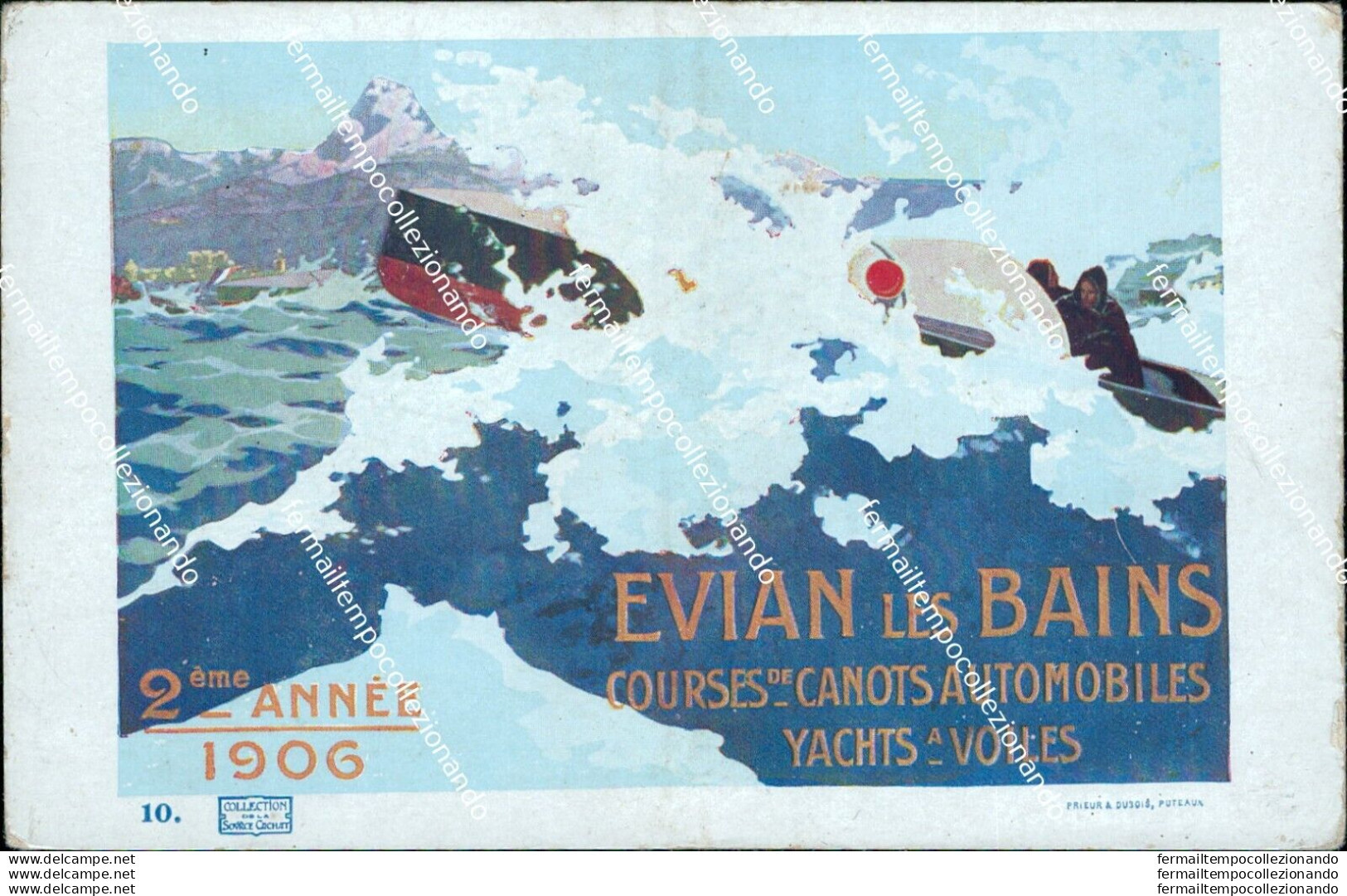 Ar677 Cartolina Pubblicitaria  Evian Les Bains Courses De Canots Automobiles - Pesaro