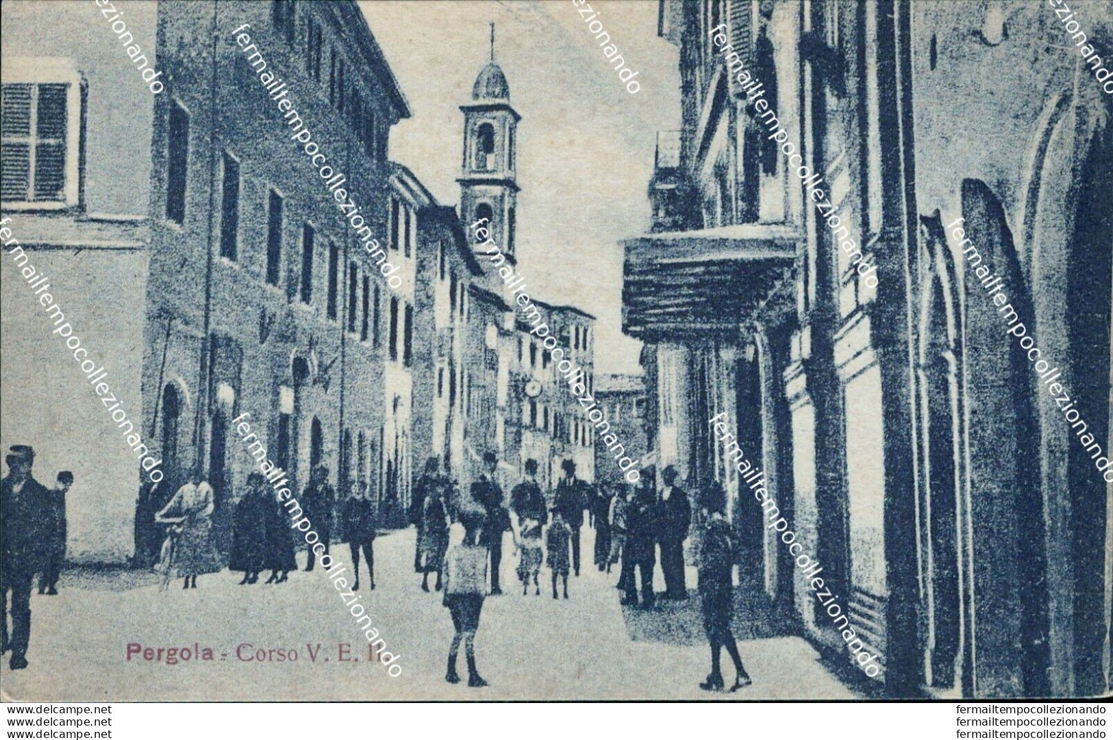 Ar676 Cartolina Pergola Corso Vittorio Emanuele II Provincia Di Pesaro - Pesaro