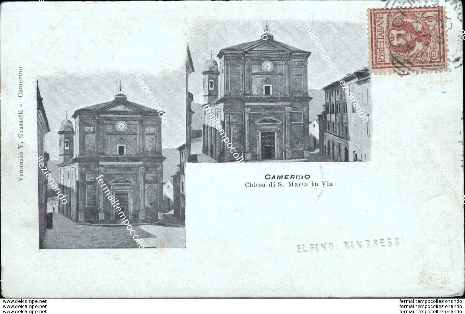Az475 Cartolina Camerino Chiesa Di S.maria In Via Macerata Marche Inizio 900 - Macerata