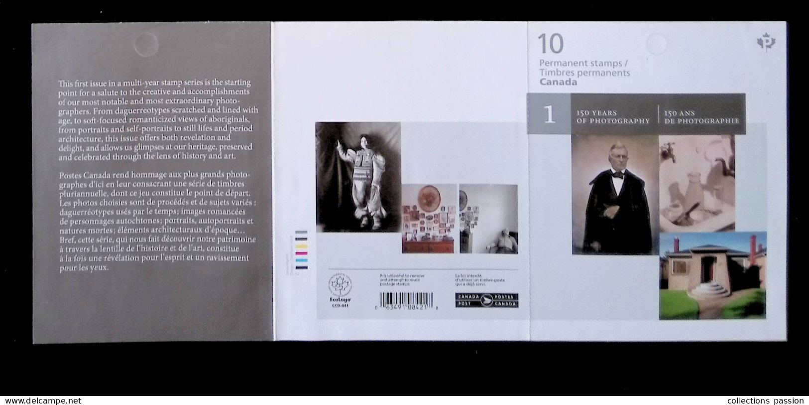 CL, Carnet, Permanent Stamps, Canada, 150 Years Of Photography, 150 Ans De Photographie - Cuadernillos Completos