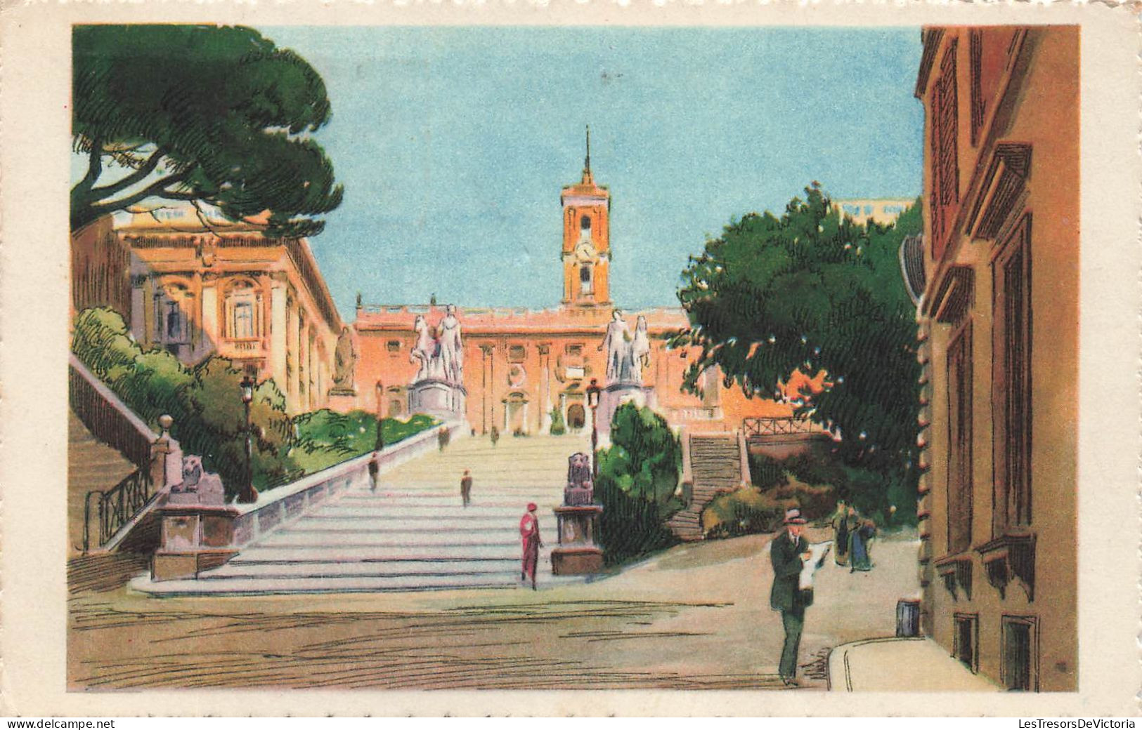 ITALIE - Roma - II Campidoglio - Animé - Colorisé - Carte Postale Ancienne - Museums