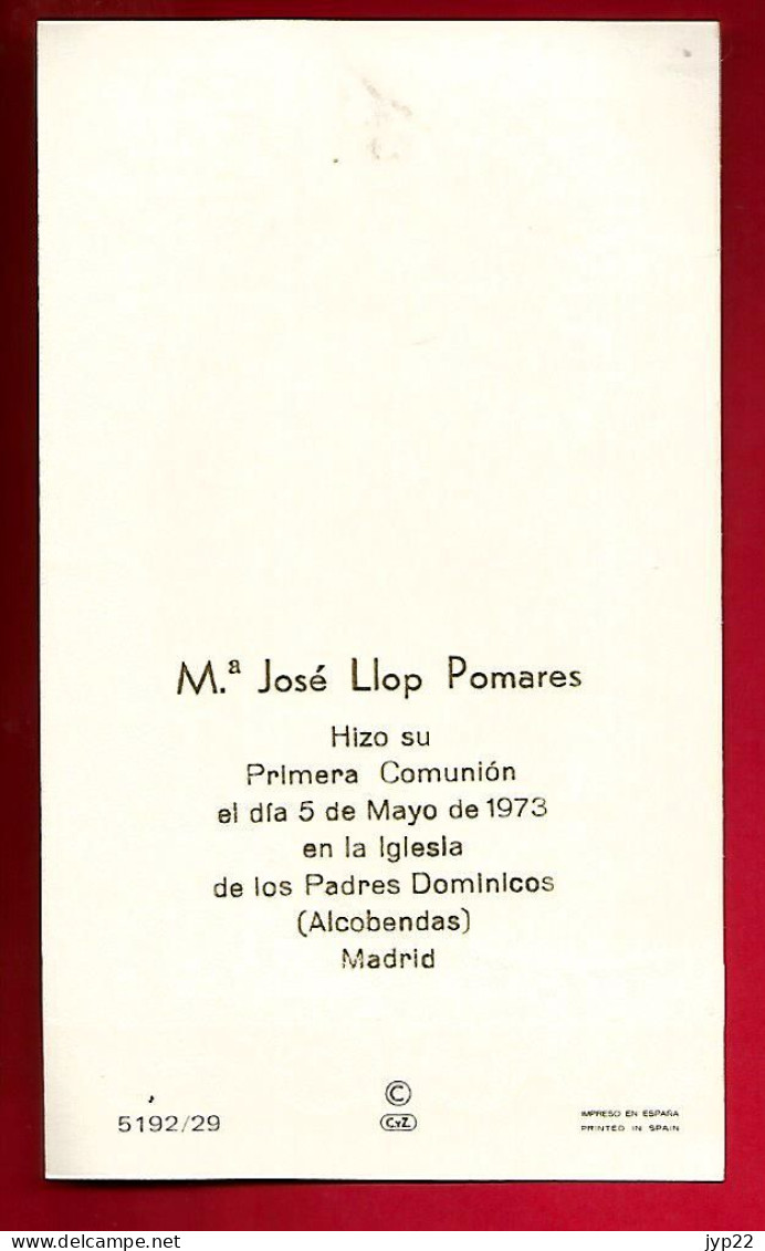 Image Pieuse Enfantine Ed CyZ 5192/29 Communion José Llop Pomares 5-05-1973 Alcobendas Madrid Espagne - Images Religieuses