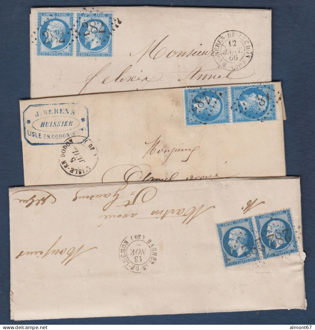 Napoléon -  3 Lettres Avec Paires Du 22 - 1862 Napoleone III