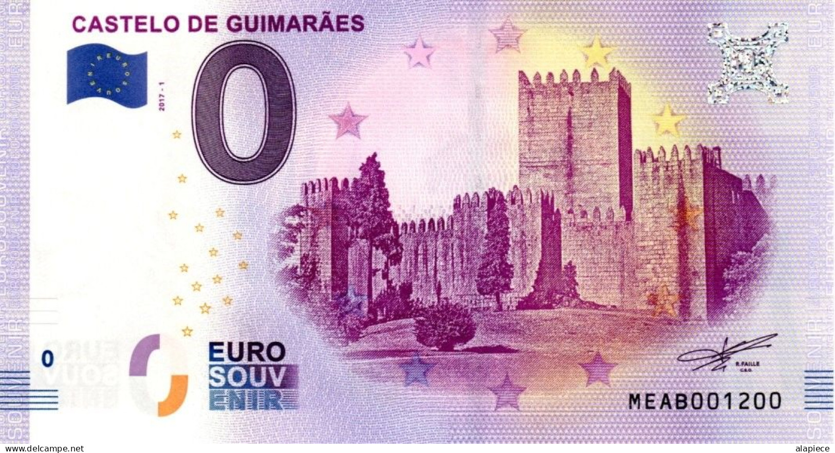 Billet Touristique - 0 Euro - Portugal - Castelo De Guimaraes - (2017-1) - Essais Privés / Non-officiels