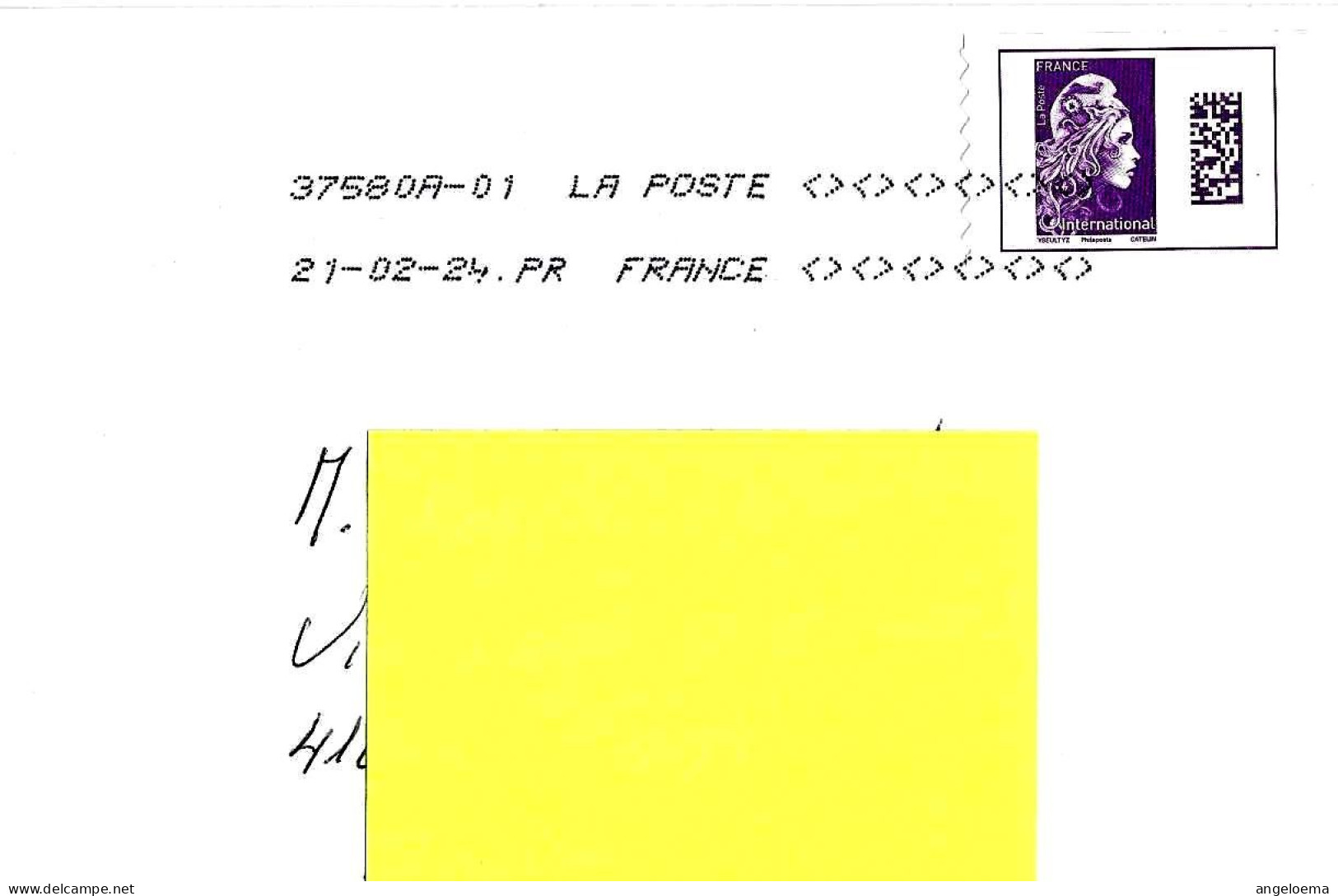 FRANCIA FRANCE - 2024 Lettera Per L'Italia Con Francobollo Singolo MARIANNE INTERNATIONAL Con QR Code - 11329 - Covers & Documents