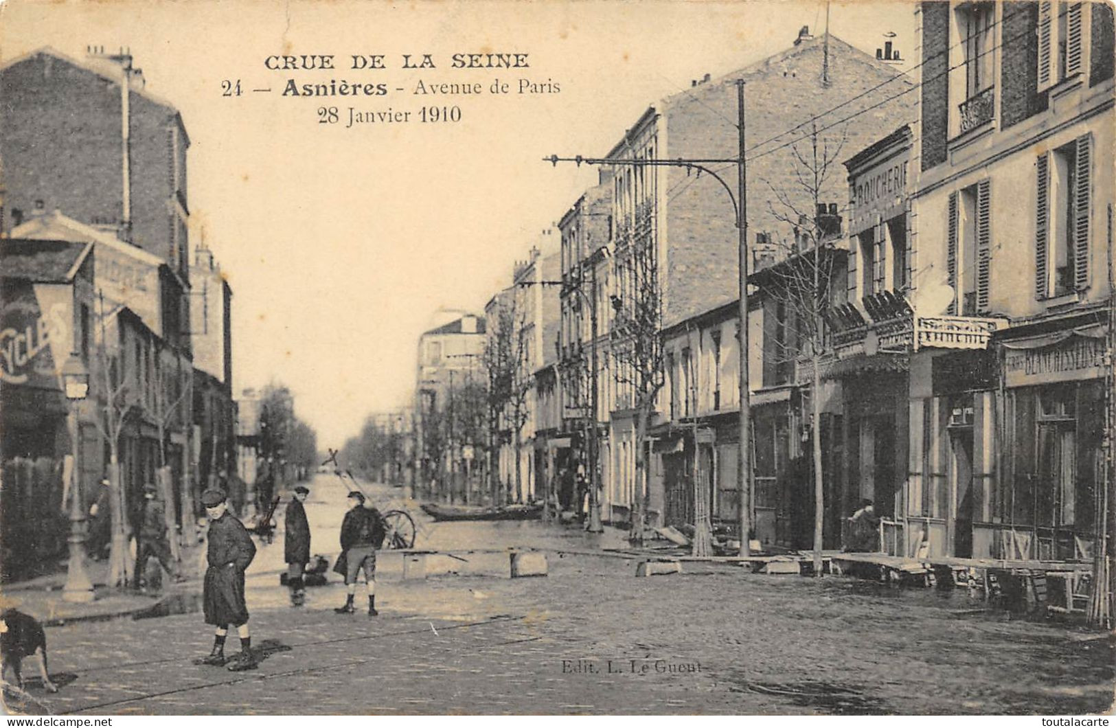 CPA 92 ASNIERES AVENUE DE PARIS CRUE 1910 - Asnieres Sur Seine