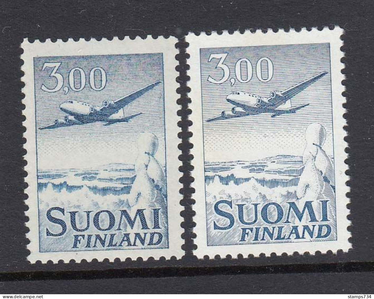 Finland 1963 - Freimarke: Flugzeug Douglas DC-6, Mi-Nr. 579xI+579yII, MNH** - Ungebraucht