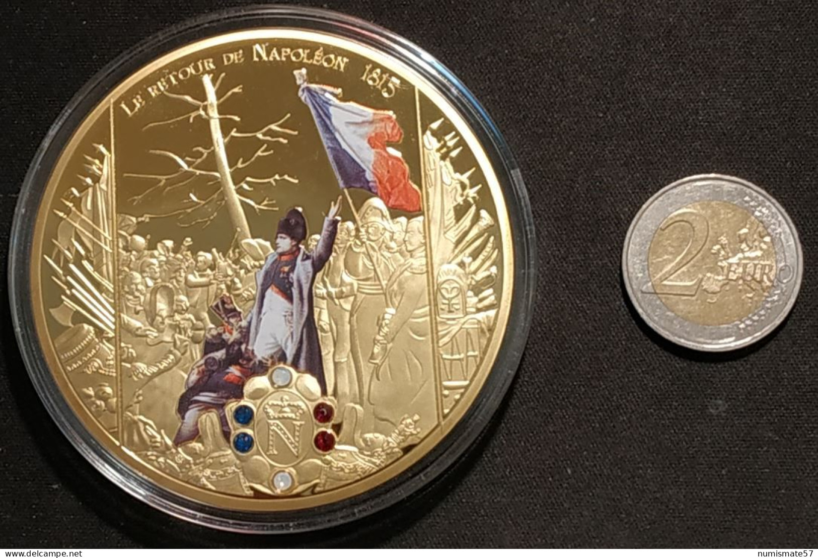 Médaille NAPOLÉON BONAPARTE - Le Retour De Napoléon 1815 - Empereur - Cuivre Doré Orné De Pierres Swarovski - Before 1871