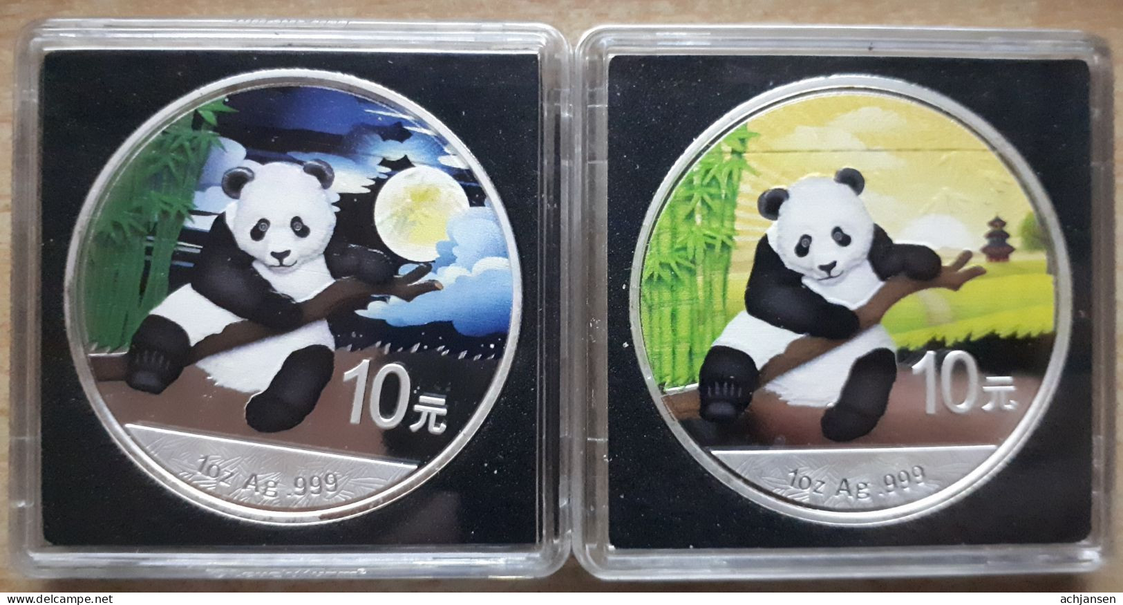 China, Panda 2014 Night & Day - 2 X 1 Oz. Pure Silver - China