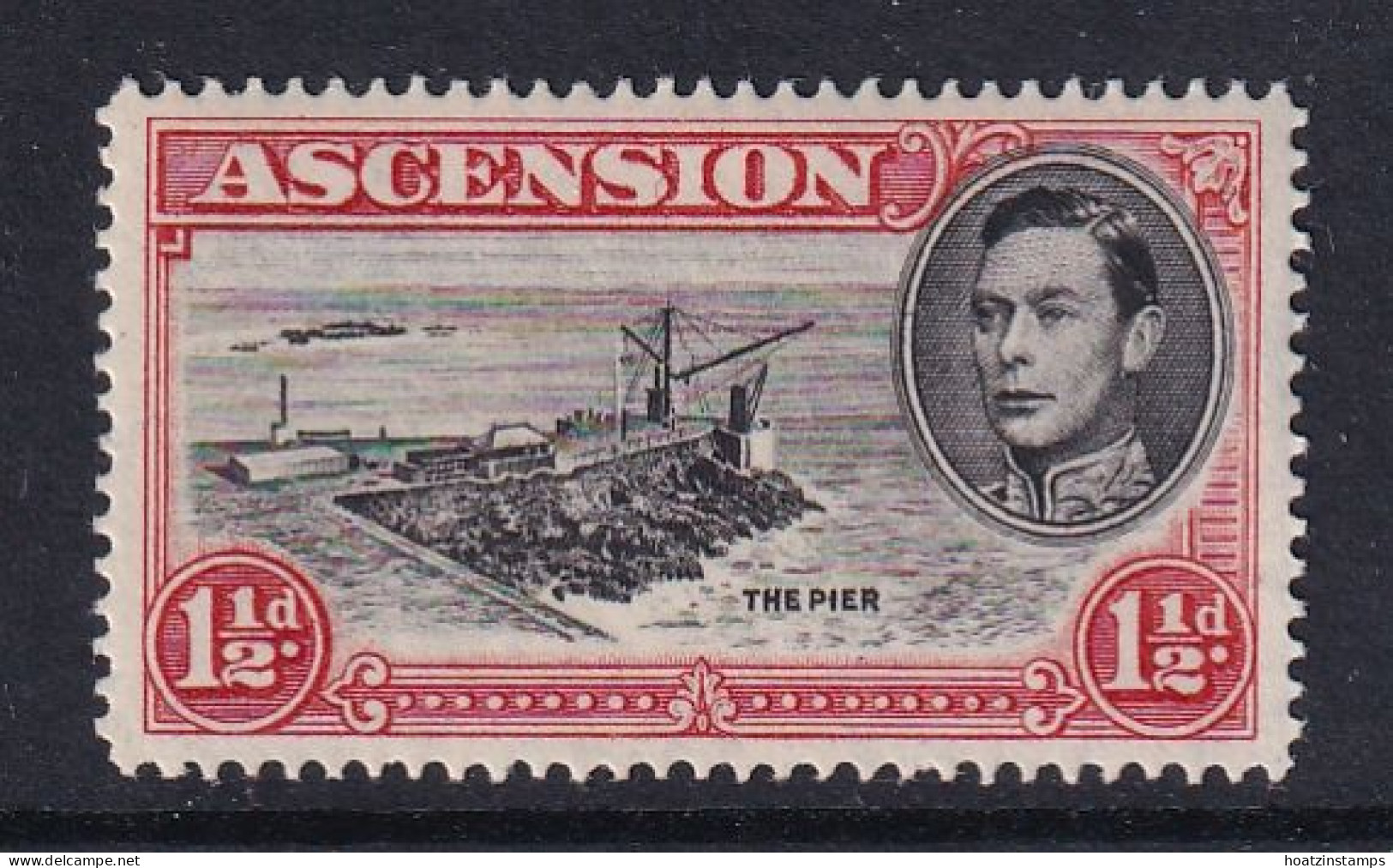 Ascension: 1938/53   KGVI    SG40c    1½d   Black & Vermilion  [Perf: 14]  MH - Ascension (Ile De L')