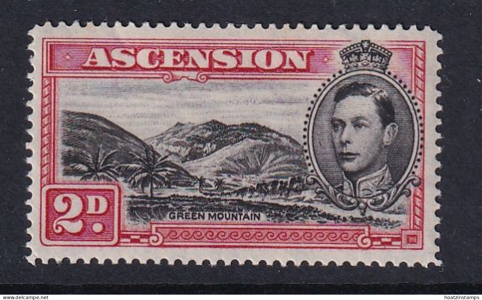 Ascension: 1938/53   KGVI    SG41c    2d   Black & Scarlet  [Perf: 14]  MH - Ascension (Ile De L')