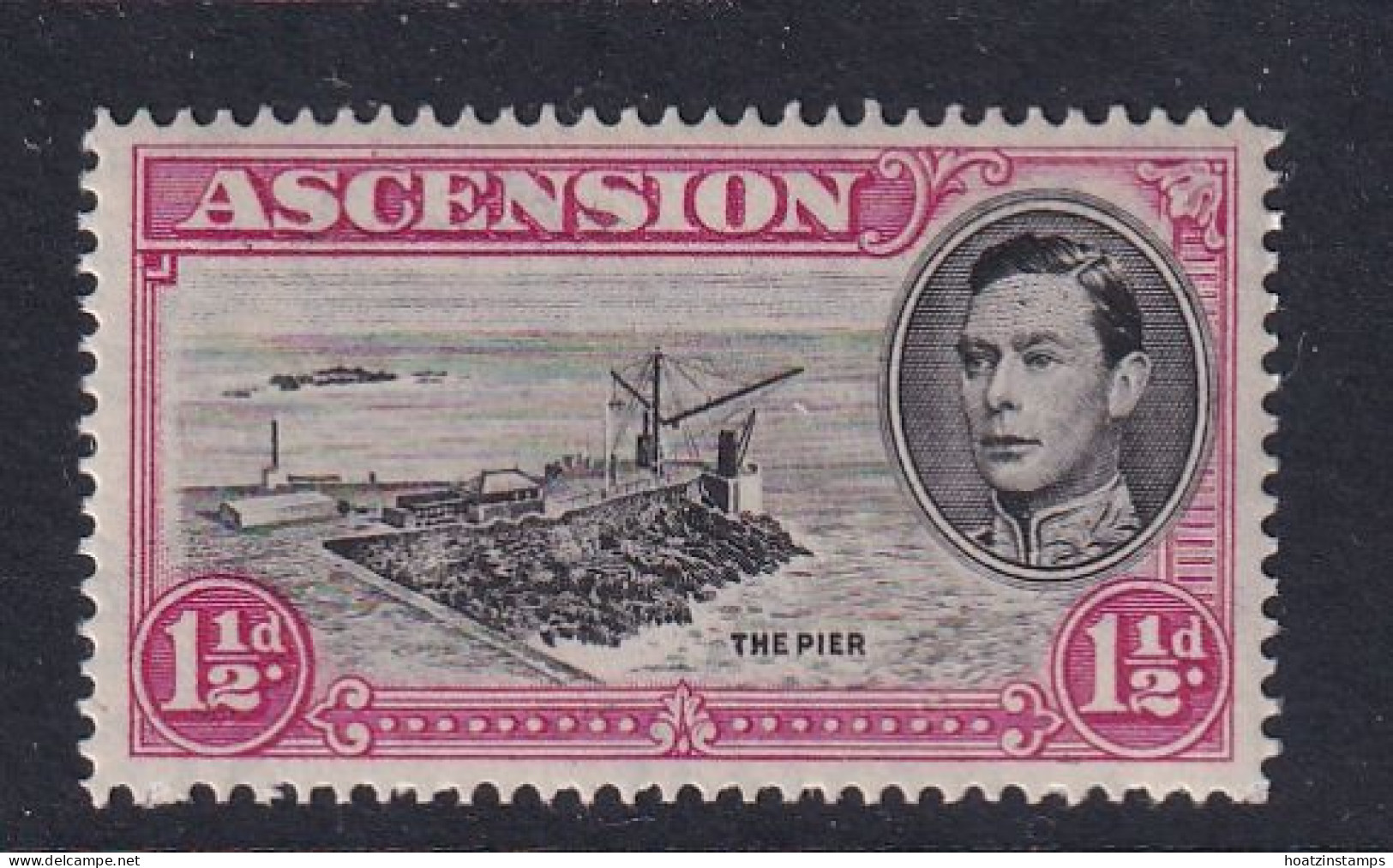 Ascension: 1938/53   KGVI    SG40d    1½d   Black & Rose-carmine  [Perf: 14]  MH - Ascension (Ile De L')