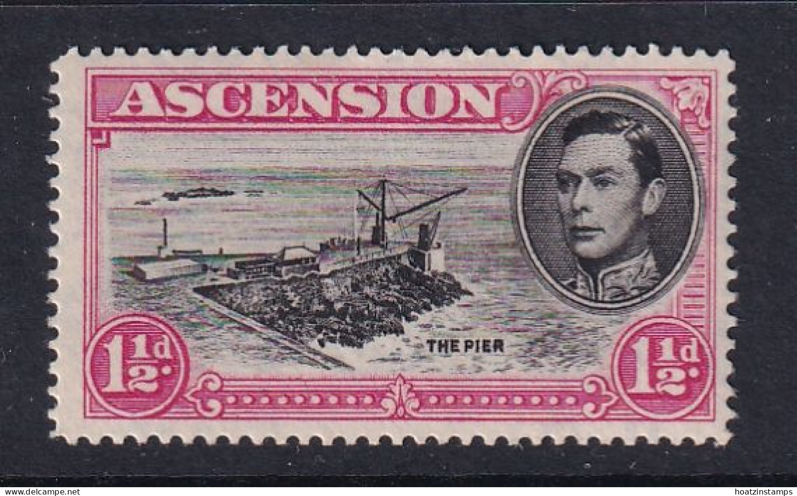 Ascension: 1938/53   KGVI    SG40e    1½d   Black & Carmine  [Perf: 14]  MH - Ascensione