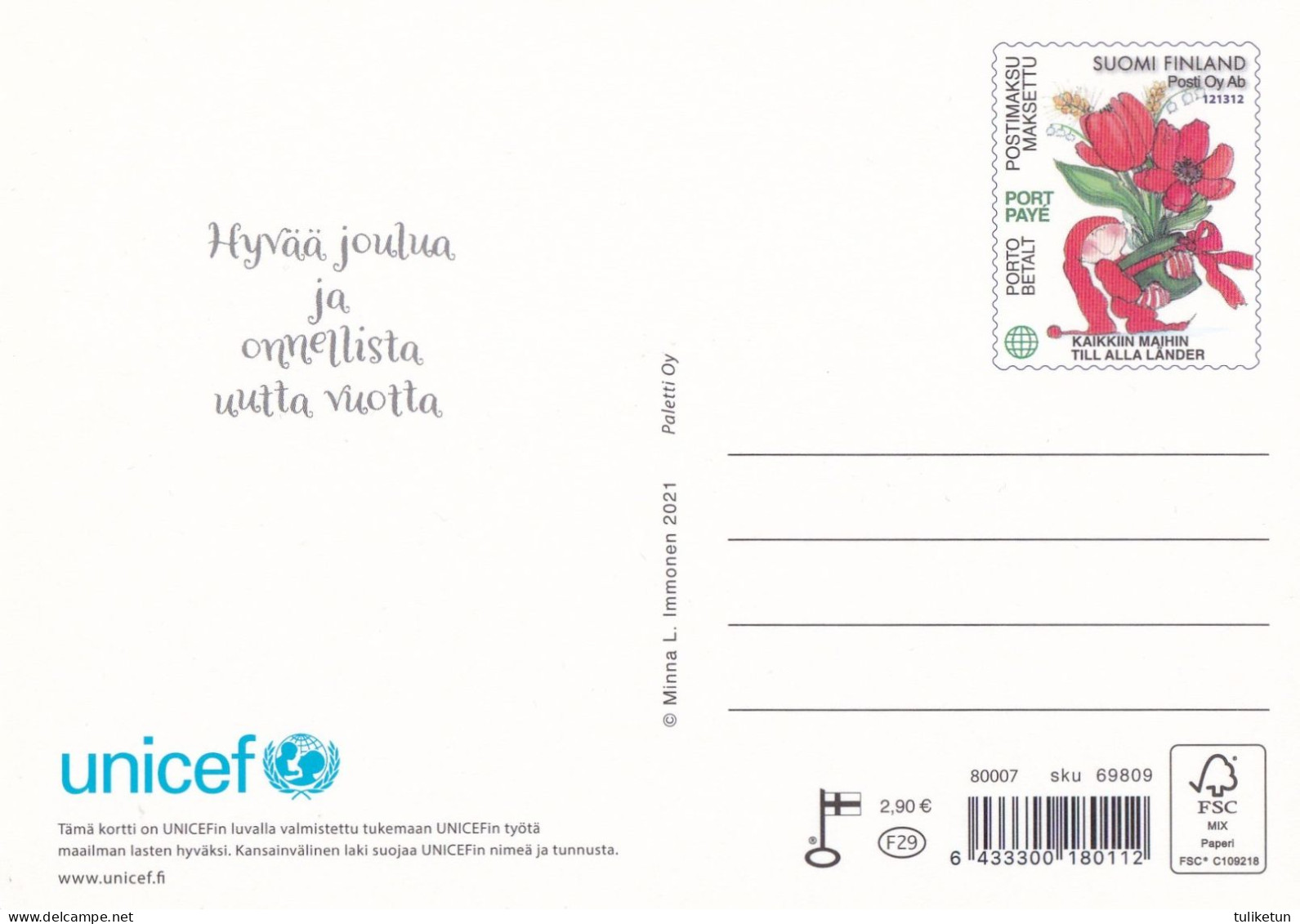 Postal Stationery - Elves - Brownies Holding Candle Lanterns - Unicef 2021 - Suomi Finland - Postage Paid - Entiers Postaux