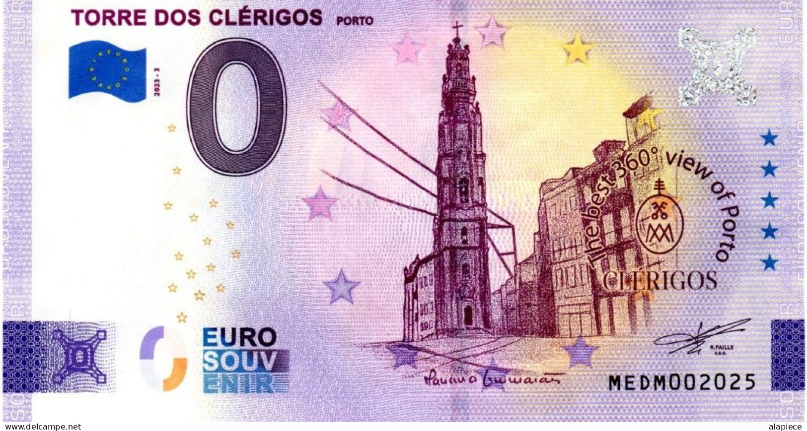 Billet Touristique - 0 Euro - Portugal - Torre Dos Cléricos (2023-3) - Privatentwürfe