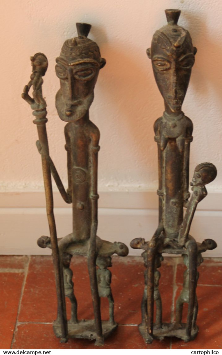'Art Africain Dogon Mali Couple D''ancetres Bronze 31 Cm' - Arte Africano