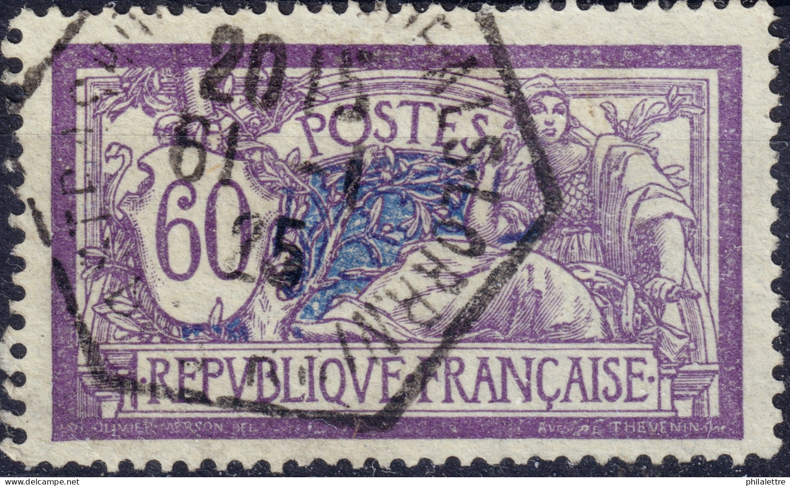 FRANCE - 1925 TàD RAU "STRASBOURG ... ALS.LORR. / BAS-RHIN" Sur Yv.144 60c Merson Violet & Bleu - 1900-27 Merson