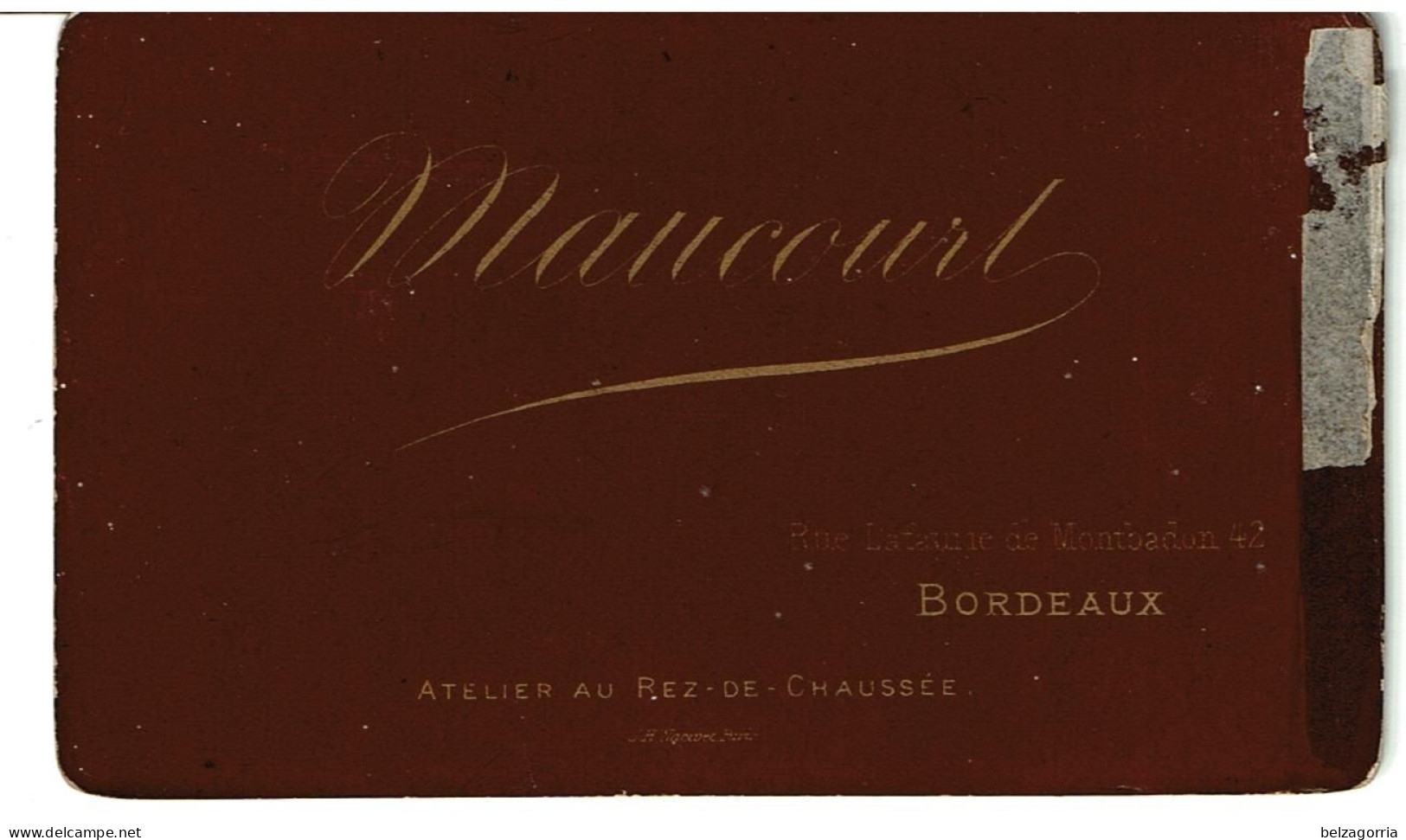 BORDEAUX  (  33 )  - PHOTOGRAPHIE C D V  MAUCOURT à Bordeaux  - Portrait  Jeune Femme - Fin 19ème  -  VOIR SCANS - Anciennes (Av. 1900)