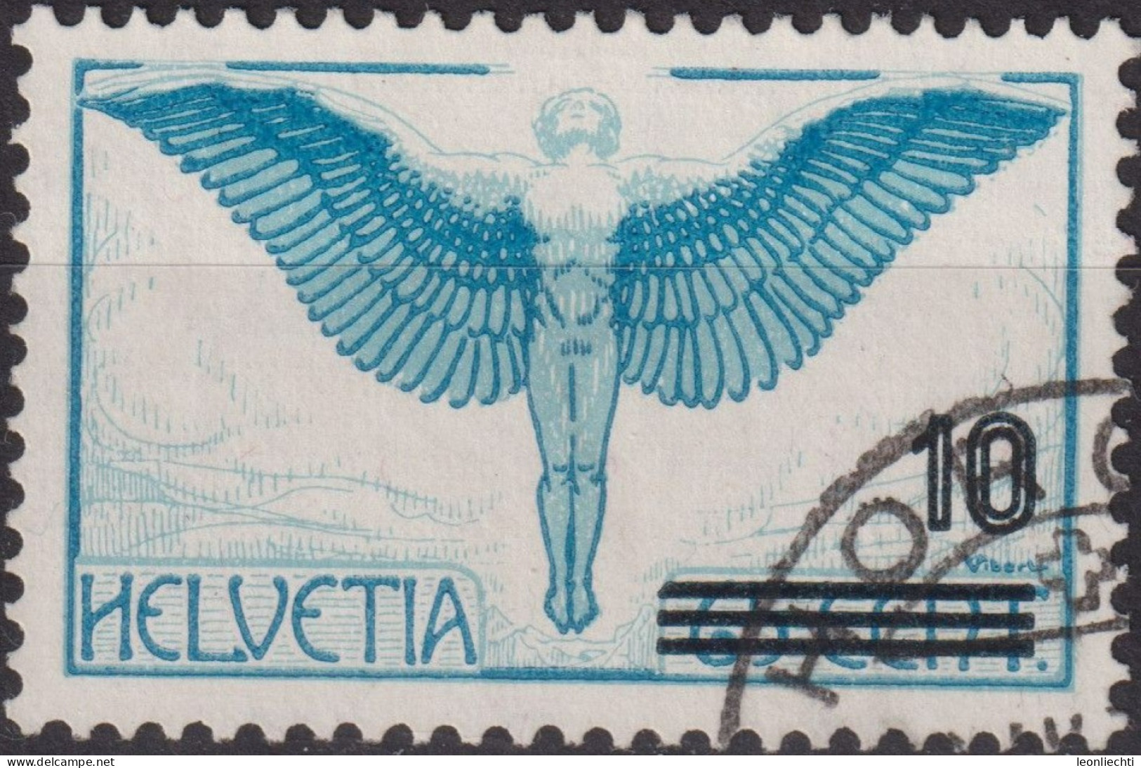 1938 Flugpost ⵙ Zum:CH F22, Mi:CH 320,Yt:CH PA10, Ikarus Mit Aufdruck - Used Stamps